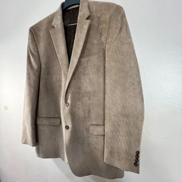 VTG Chaps Ralph Lauren Men's 44L Tan Corduroy Blazer Jacket Sport Coat Career - Picture 3 of 14